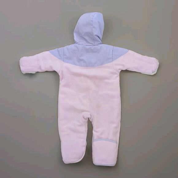 GIRLS COLUMBIA PINK FLEECE MONKEY HOODED SNOWSUIT BUNTING BABY TODDLER 18MOS - Picture 2 of 7